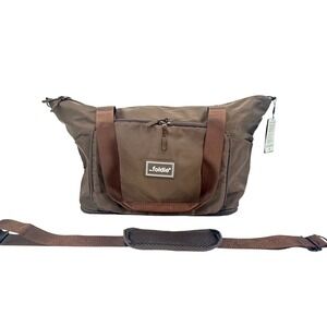 NWT Foldie Brown Nylon Tote CarryOn Expandable Weekender Travel Bag